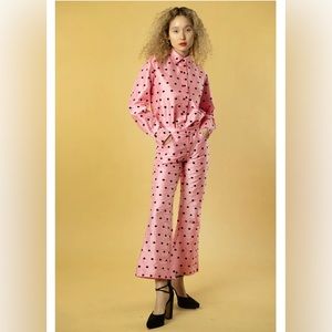 Batsheva Pink Retro Flare Pants